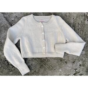 Auntie Oli Wool Cardigan Cropped Boxy Knit Cream 2 Sustainable Ethical Medium